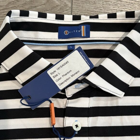 Stitch Polo Golf Polo Mens Large Performance Scottsdale National Stripped Preppy - Picture 5 of 9